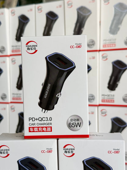 SuperFast 65W Car Charger Type A+C Supported