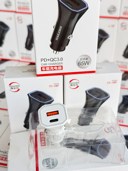 SuperFast 65W Car Charger Type A+C Supported