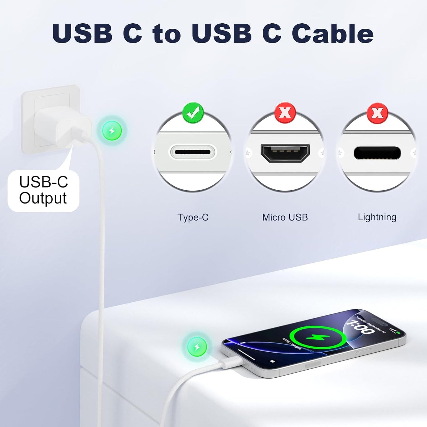 C To C Fast Charging Cable Compatible With All IOS & Android Devices