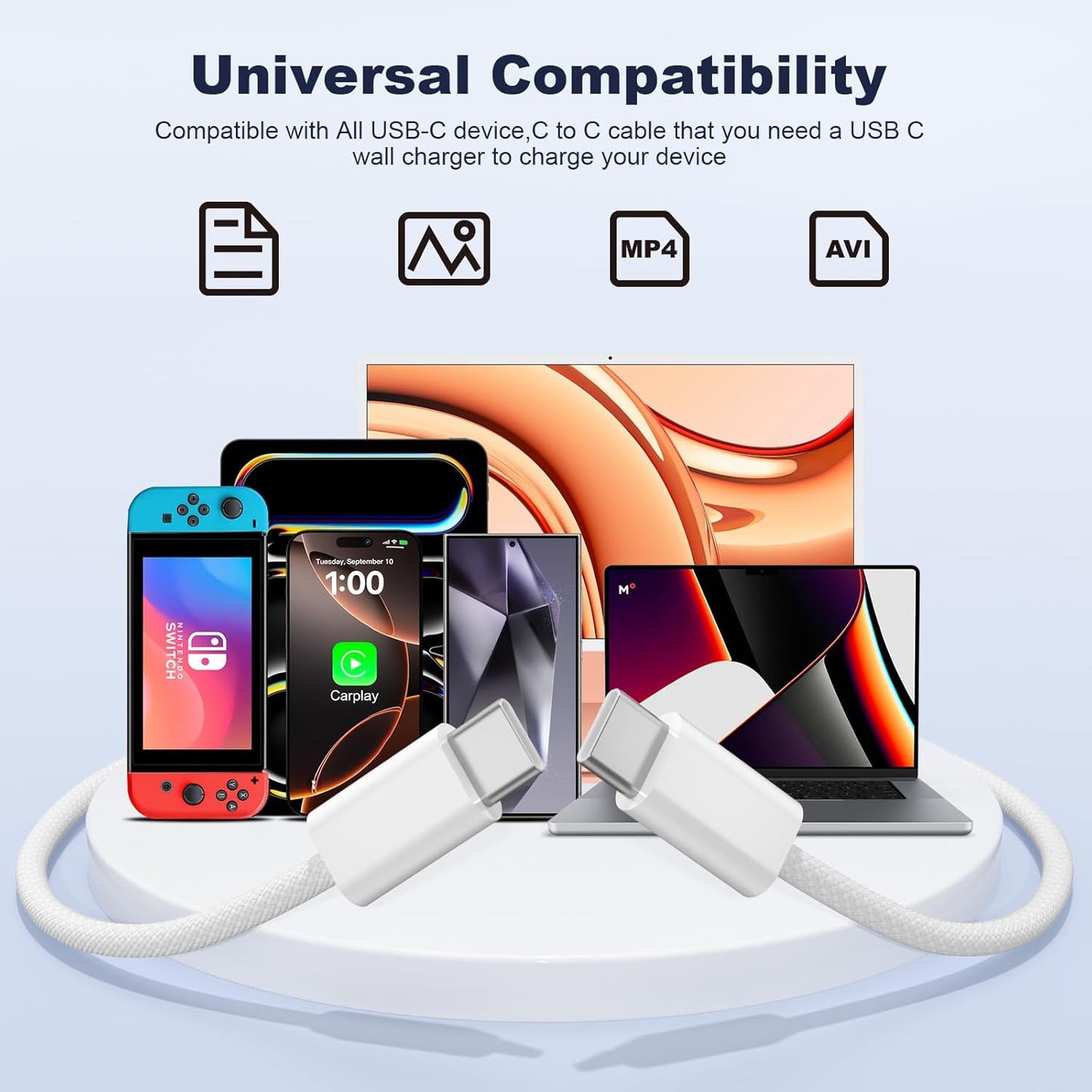 C To C Fast Charging Cable Compatible With All IOS & Android Devices