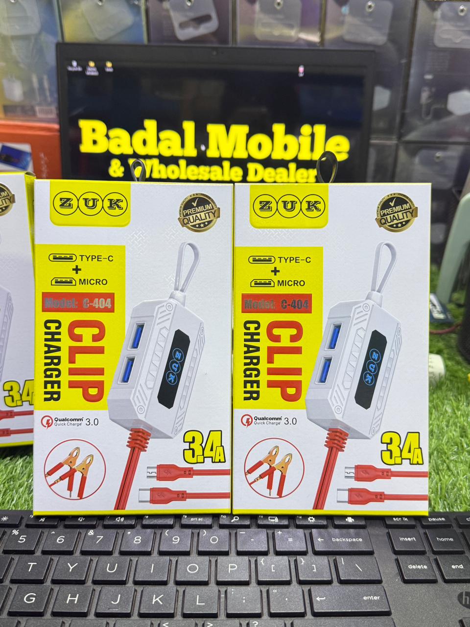 ZUK 4-in-1 Clip Charger 3.4A – Type-C & Micro USB Fast Charging Cable