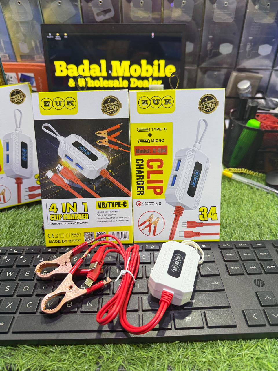 ZUK 4-in-1 Clip Charger 3.4A – Type-C & Micro USB Fast Charging Cable