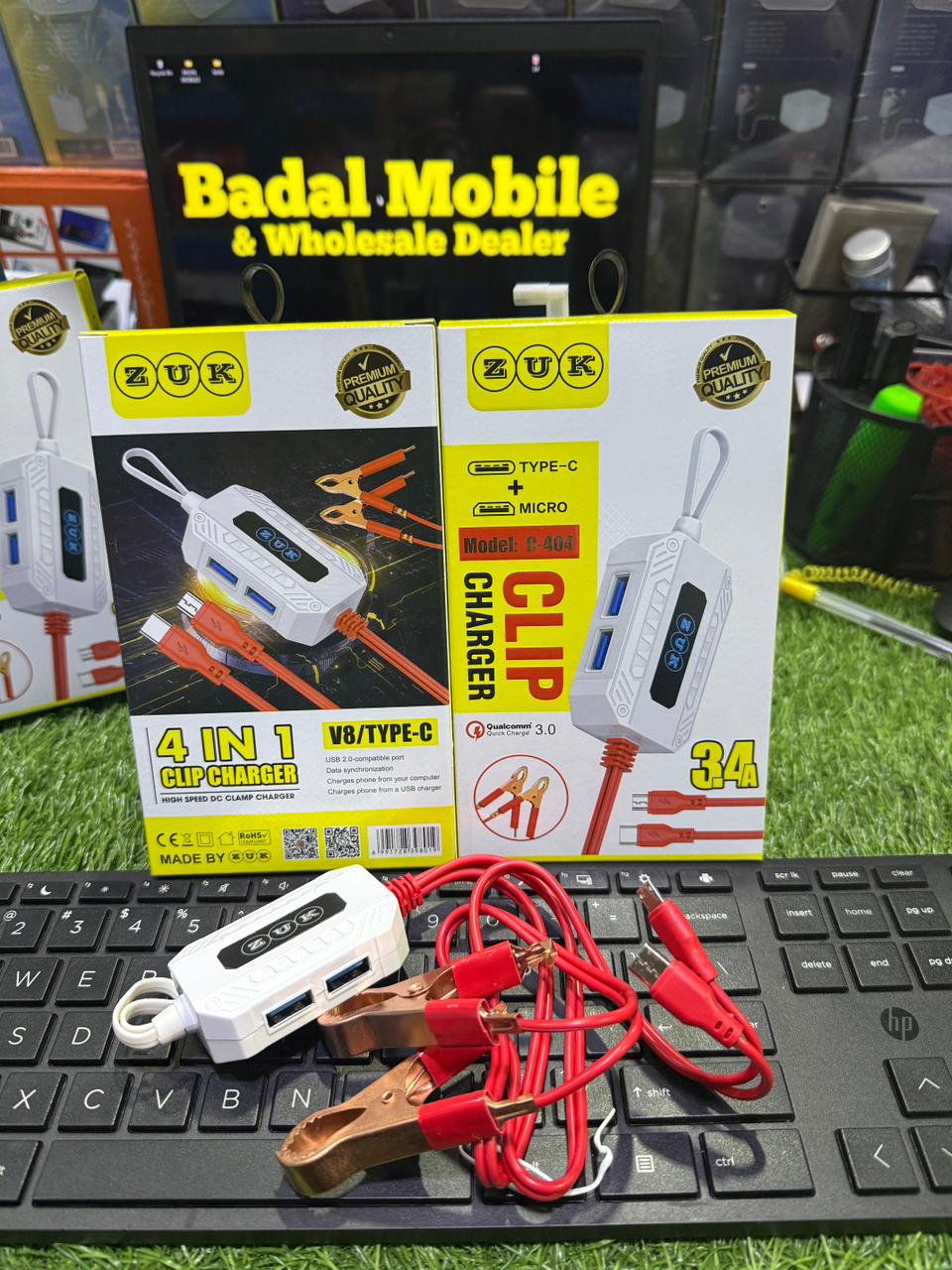 ZUK 4-in-1 Clip Charger 3.4A – Type-C & Micro USB Fast Charging Cable