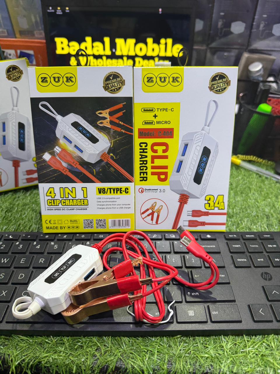 ZUK 4-in-1 Clip Charger 3.4A – Type-C & Micro USB Fast Charging Cable