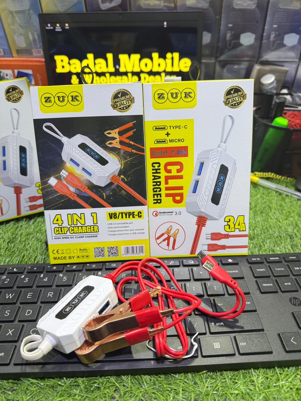 ZUK 4-in-1 Clip Charger 3.4A – Type-C & Micro USB Fast Charging Cable
