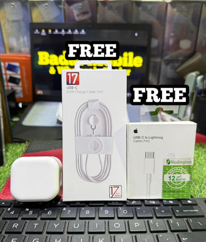 Super Fast Charger Adapter + 2 Free Cables 🎁 | Quick Charge Support | Compatible with iPhone | 6 Months Warranty